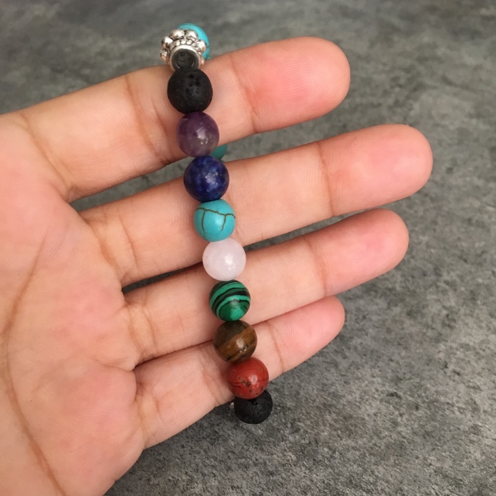 MORE COMING 7 Chakra Natural Stone Lava Elastic Br - Picture 4 of 5